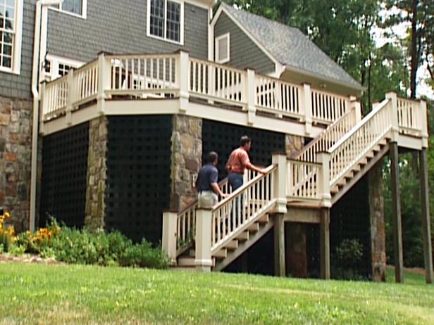 deck showcases lattice work and tall staircase deck showcases lattice work and tall staircase