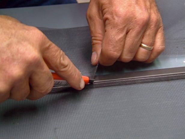 trim spline to length using utility knife trim spline to length using utility knife