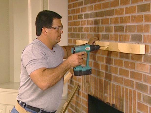 position mantel brace on line at center and attach position mantel brace on line at center and attach