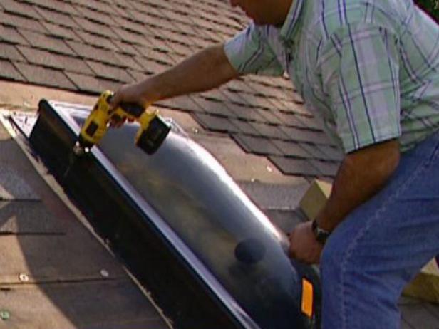 set skylight over opening and secure to flashing set skylight over opening and secure to flashing