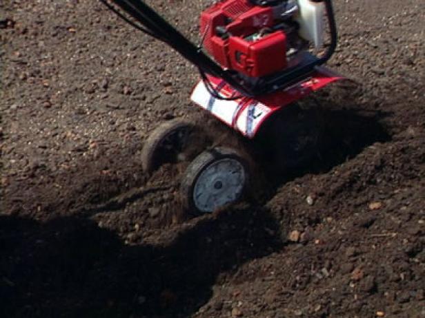Use a light garden tiller or a garden fork to work the fertilizer into the soil about 3 to 4 inches deep.