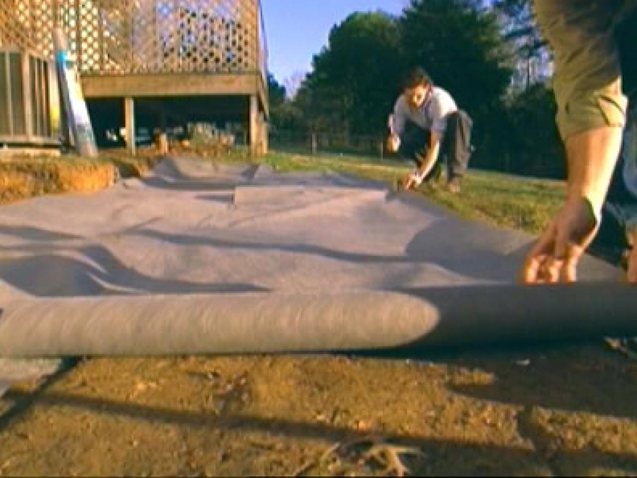 How To Build A Paver Patio Tos Diy Roll Fabric Out And Secure Along Edges