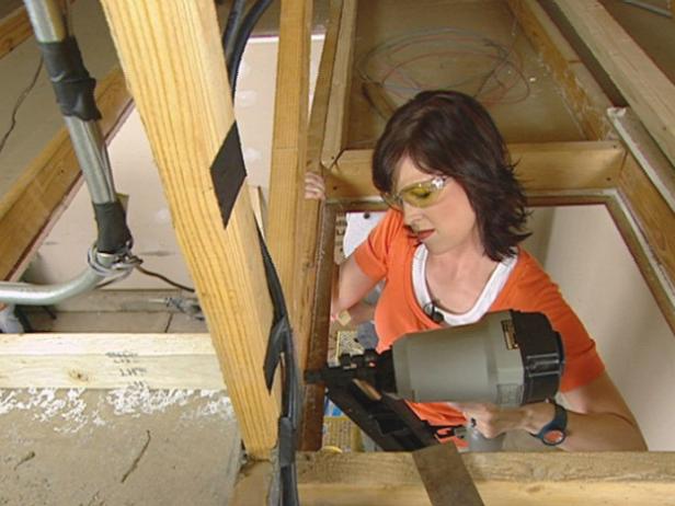 attach header board using pneumatic nail gun attach header board using pneumatic nail gun