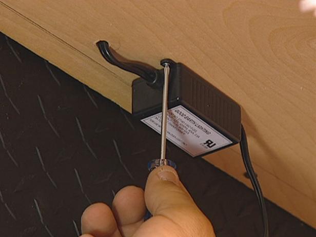 attach small transformer to underside of shelf attach small transformer to underside of shelf