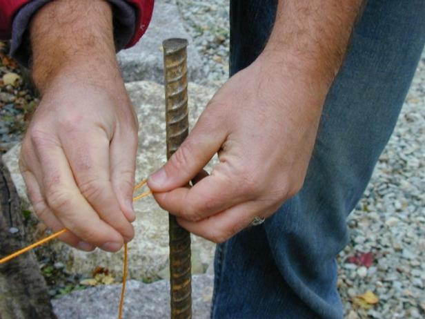 Rebar Posts Establish Wall Face