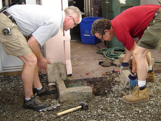 build splash wall around downspout build splash wall around downspout