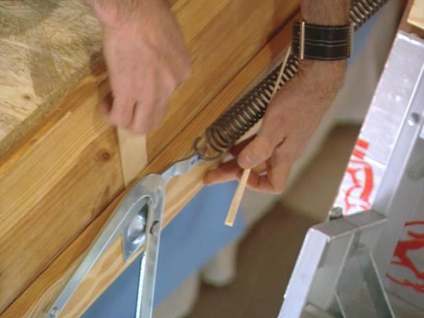 Place Ladder and Shim to Fill Gaps Place Ladder and Shim to Fill Gaps