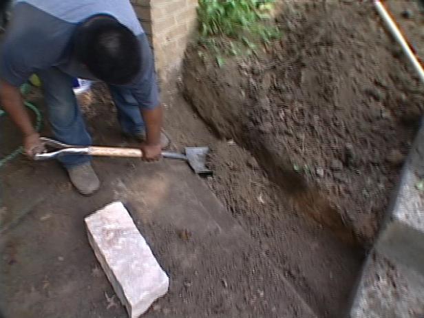 trench dug for new stone wall trench dug for new stone wall