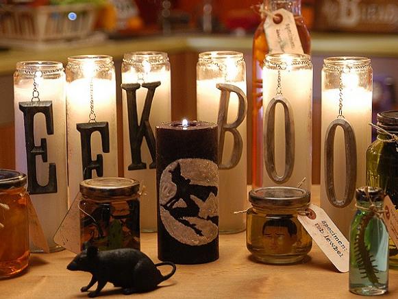 Spooky and Glitzy Candles Candles and Specimen Jars