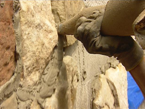 add mortar between stones where needed add mortar between stones where needed