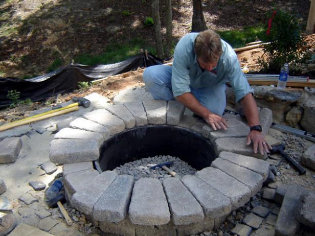 capstones are set on last course to finish firepit capstones are set on last course to finish firepit