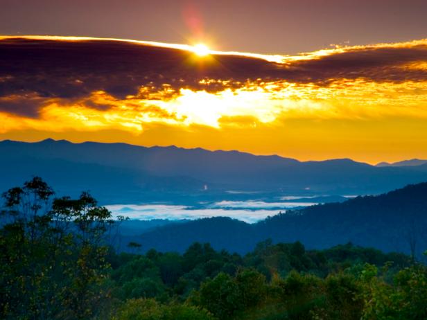 Tours of Blog Cabin and The Preserve at Little PIne Available View of Sunset Over Blue Ridge Mountains