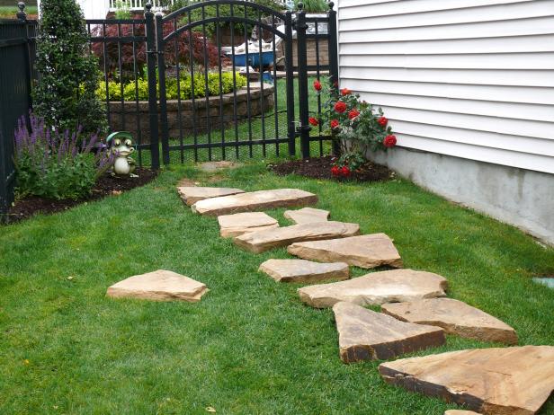 Arrange pieces to make the path look natural, and rearrange the stones as necessary to obtain a random balance of color and shape.