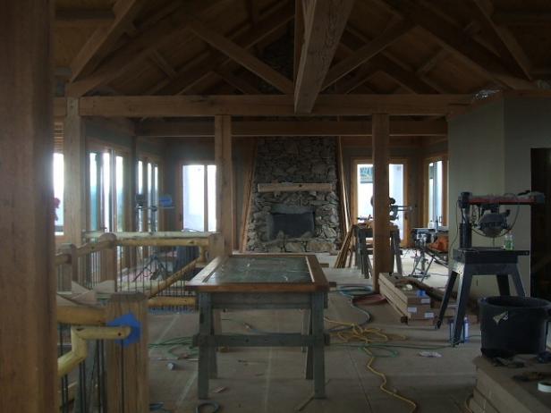 Community Lodge Construction Construction of the Grassland Mountain Lodge community center.