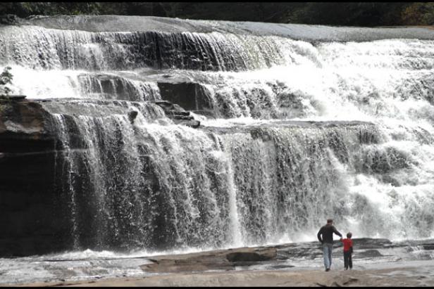 Triple Falls Near Asheville People enjoy watching Triple Falls near Asheville