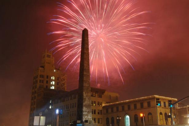 Downtown Asheville Fireworks at the Vance Monument in Asheville