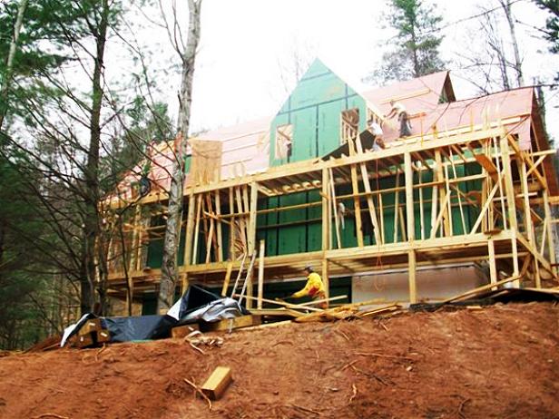 Water Resistant Sheathing Installed on Blog Cabin Roof ZIP Sheathing Installed on the Roof of the Blog Cabin
