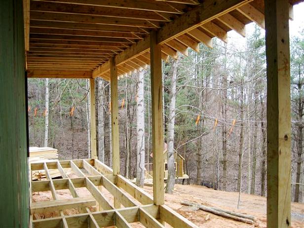 Blog Cabin Side Porch Under Construction Construction of Blog Cabin Side Porch