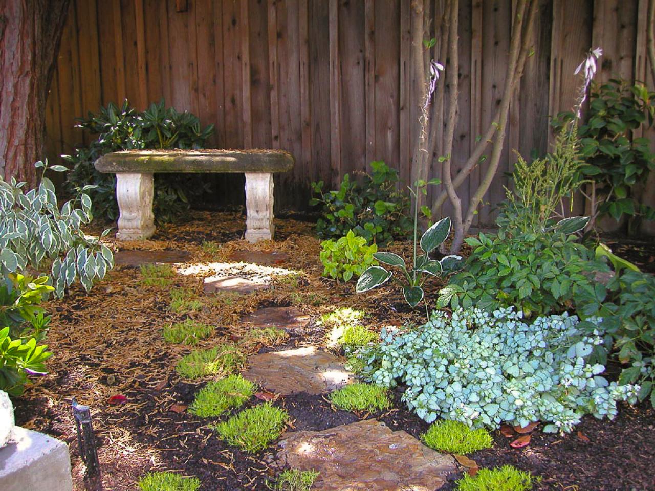 meditate in style in this garden a simple stone bench provides a place 
