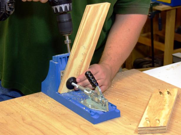 Drill pocket holes into stiles and rails following the guides.