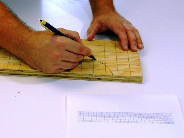 Use the guide for marking the runners and transfer the shape and dimensions to your plywood stock.