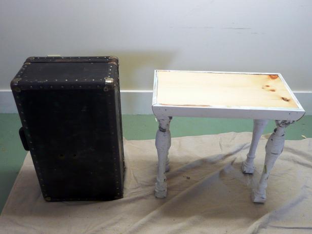 suitcase and table suitcase and table