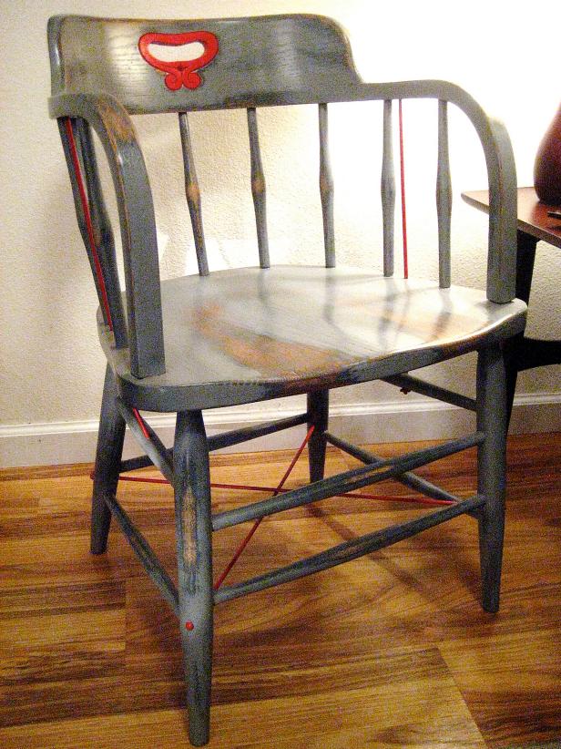 Your completed chair after applying 3 to 5 coats of a clear protective finish to your completed chair. Begin on the bottom and work your way to the top. Let dry adequately before use.