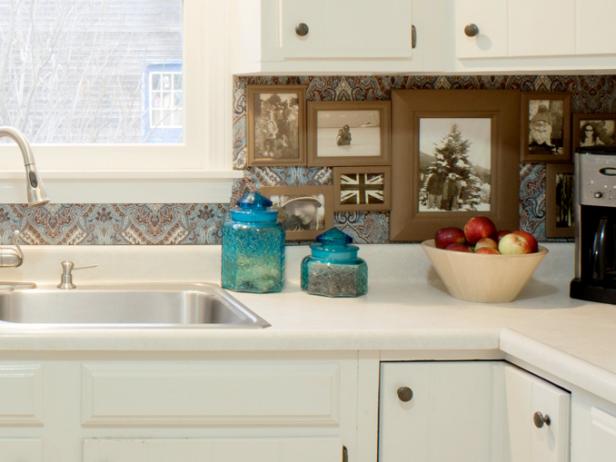 White Kitchen With Fabric Covered Photo Gallery Backsplash White Kitchen With Fabric Covered Photo Gallery Backsplash