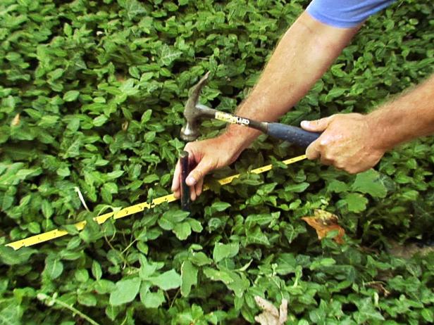 To begin the fence, measure the area where you’d like to build it. Place stakes in the ground at about a foot or two beyond where you want the end posts