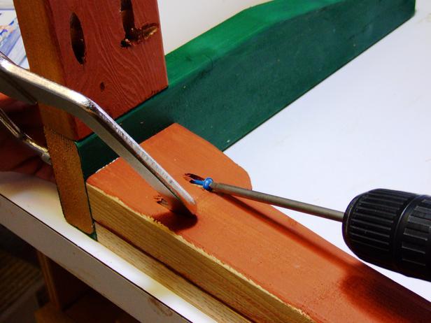 Attach the braces to your bench legs by using pocket hole screws to secure the seat.