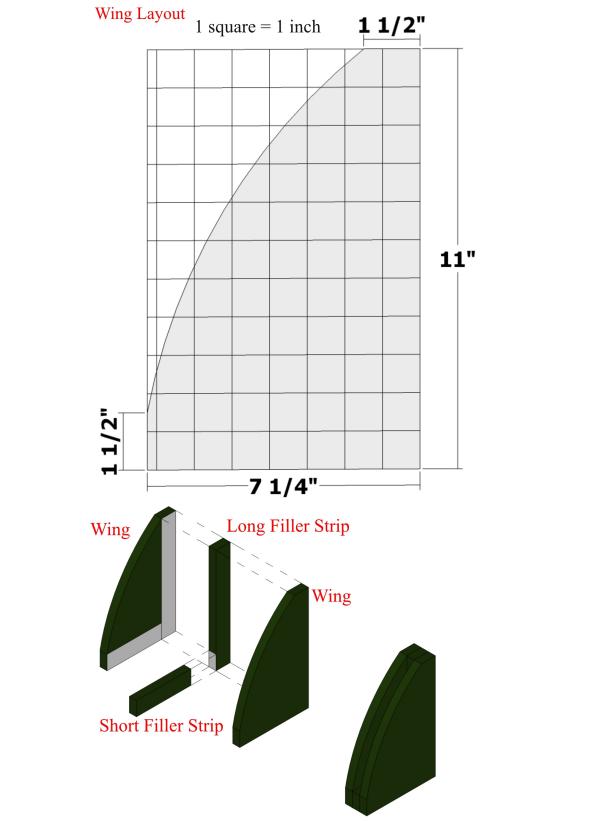 Mark a 1-inch grid pattern on one of the wings blank using the template.