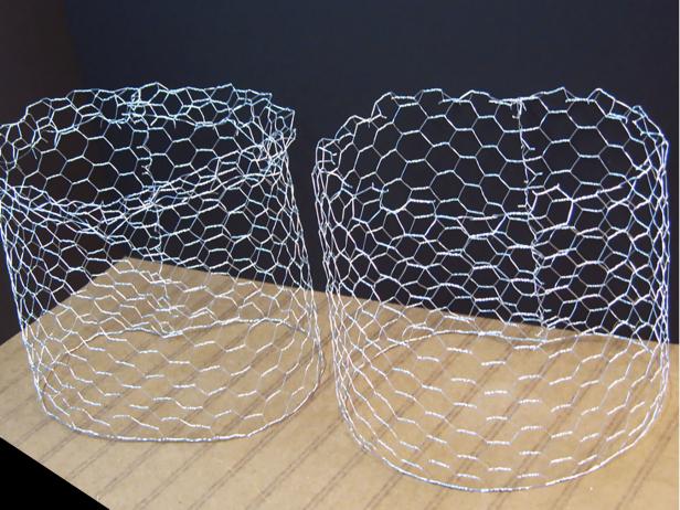 Create a tube using 1-inch cell chicken wire, and cut it in half. Place finished edges down.