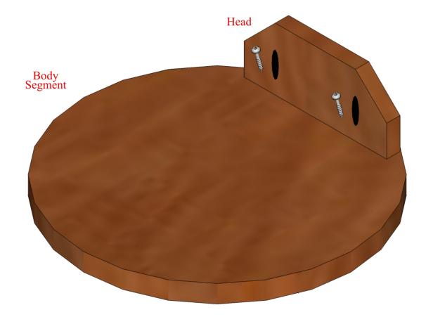 Position the head on the body segment with the red edge and attach using 1-1/4" pocket-hole screws.