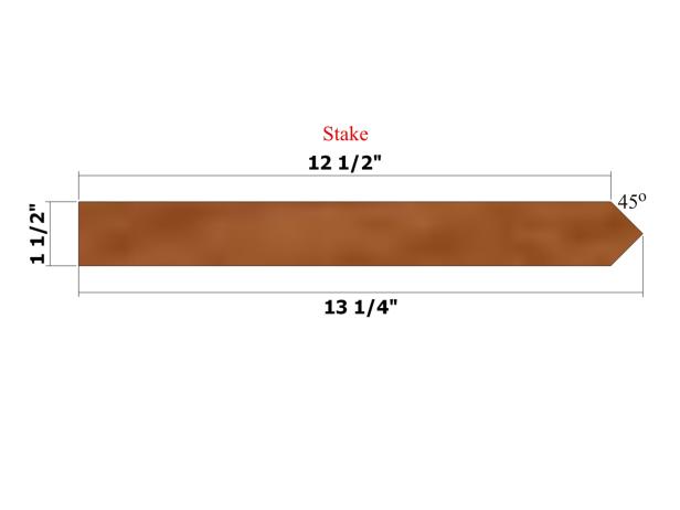 Use the layout as a guide for marking and cutting to shape the stake. Cut 45-degree angles on one end.