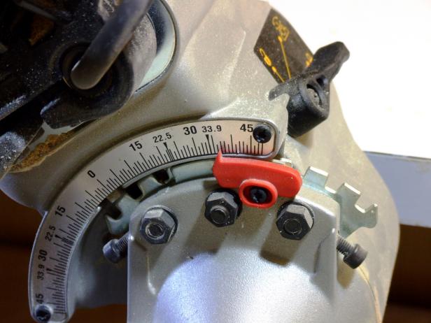 Set your compound miter saw at 37 degrees and 8 degrees to cut the bevels on the respective ends.