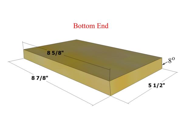 Use the layout as a guide for marking and cutting the bottom end to shape. You'll need a compound miter saw to make the 8-degree bevel cuts on the ends.
