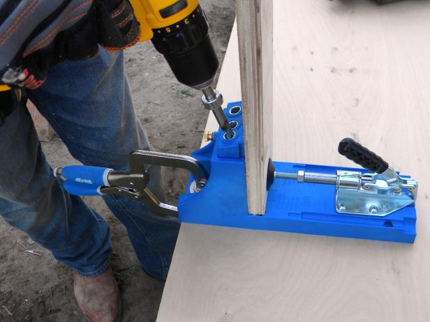 Pre-drill the frame corner pieces using a pocket hole jig. Apply heavy-duty construction adhesive to the contact edges. Secure the corners by screwing them together.