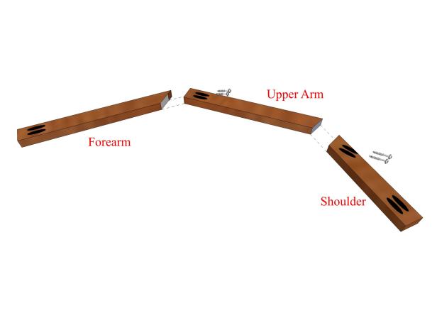 Use the layout as a guide for marking, cutting and drilling pocket holes in the shoulders. Cut a 22.5-degree miter on one end. Be sure to create one as a mirror image of the other.