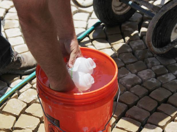 Add the recommended amount of water to your silica sand and EcoSystems patio grout mix.