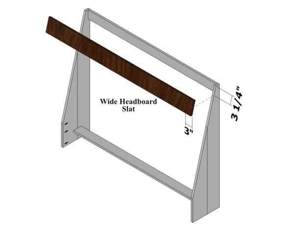 Use the diagram as a guide for marking and positioning the first wide headboard slat.