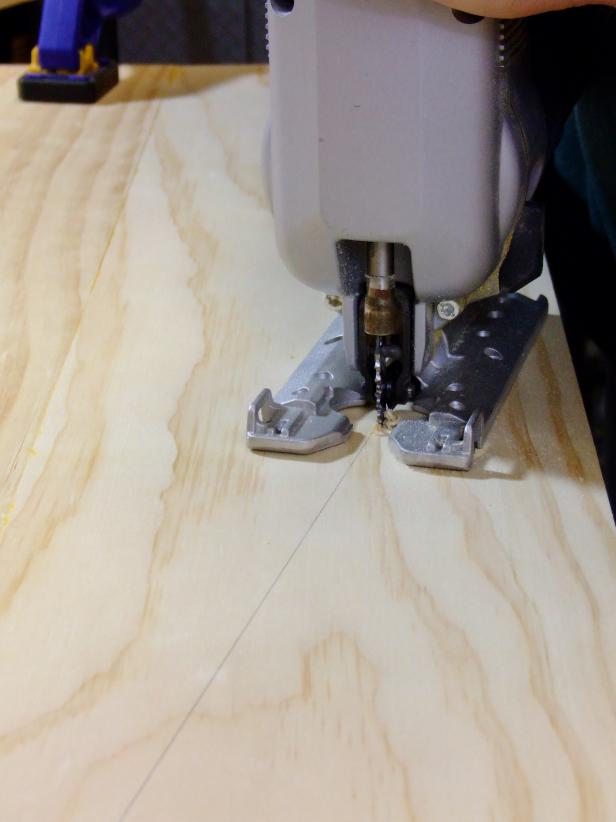 Use jigsaw to cut out headboard panel.