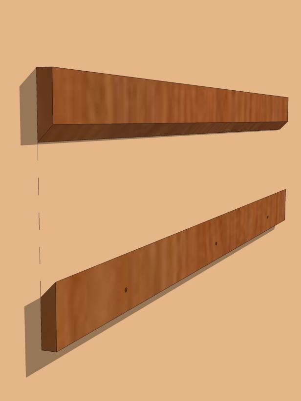 See how the headboard cleat (shown here unattached for clarity) will fit on the wall cleat.