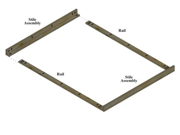Position the rails flush with the ends of the front stiles.