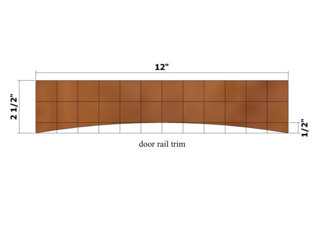 Use the pattern as a guide to measure, mark and cut the door rail trim.