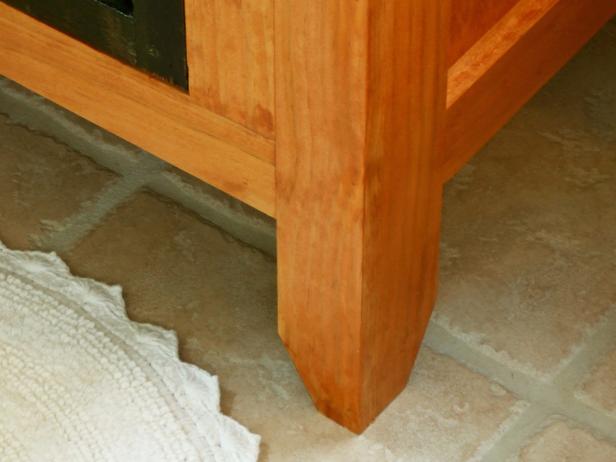 Finished feet for the armoire storage cabinet.