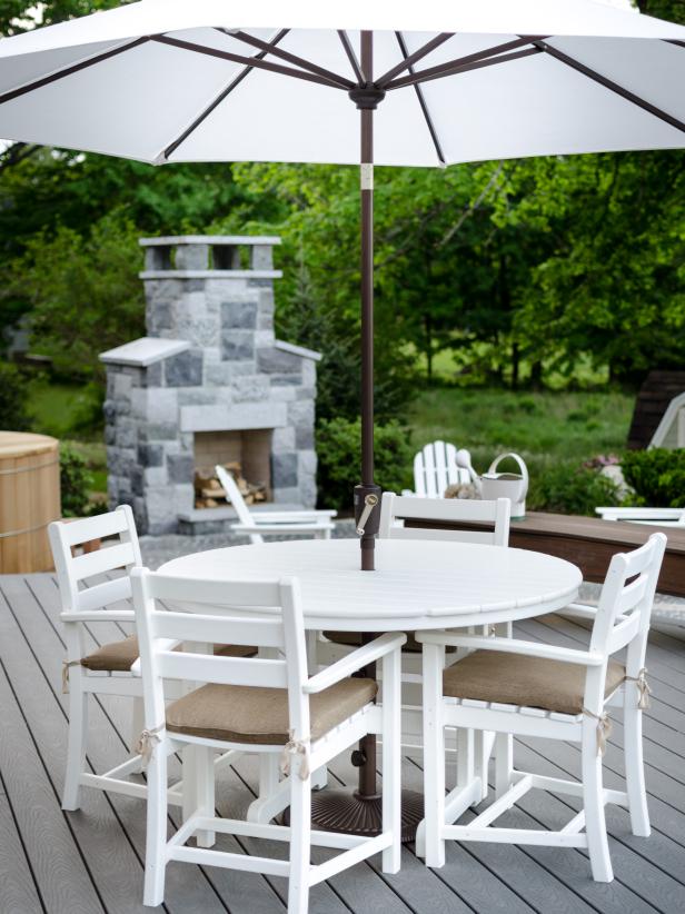 Deck Table and Umbrella Deck Table and Umbrella