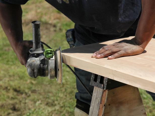 Once shaped, smooth the perimeter of material with an orbital sander, removing only blade marks and high spots, and take care not to reshape the piece.