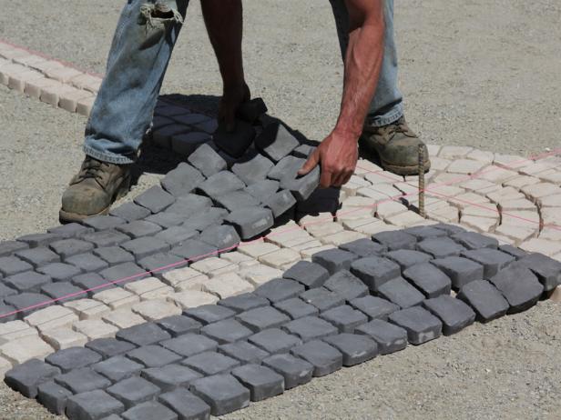 Lay the stone in your desired color in the pattern. Roughly align mats before setting them down.
