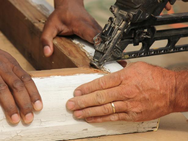 Coat the corners with wood glue and fasten together with 15-gauge finish nails. If miters are tight 45-degree cuts, box should be square.