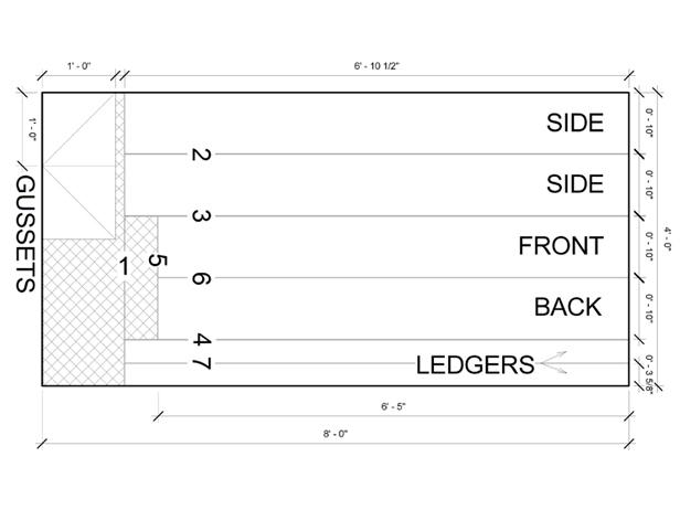 Diagram of how to cut Plywood Into Panels for how to Build a bed Frame Diagram of How to Cut Plywood into Panels for How to Build a Bed Frame
